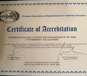 EAEVE accreditation of the Faculty of Veterinary medicine Zagreb