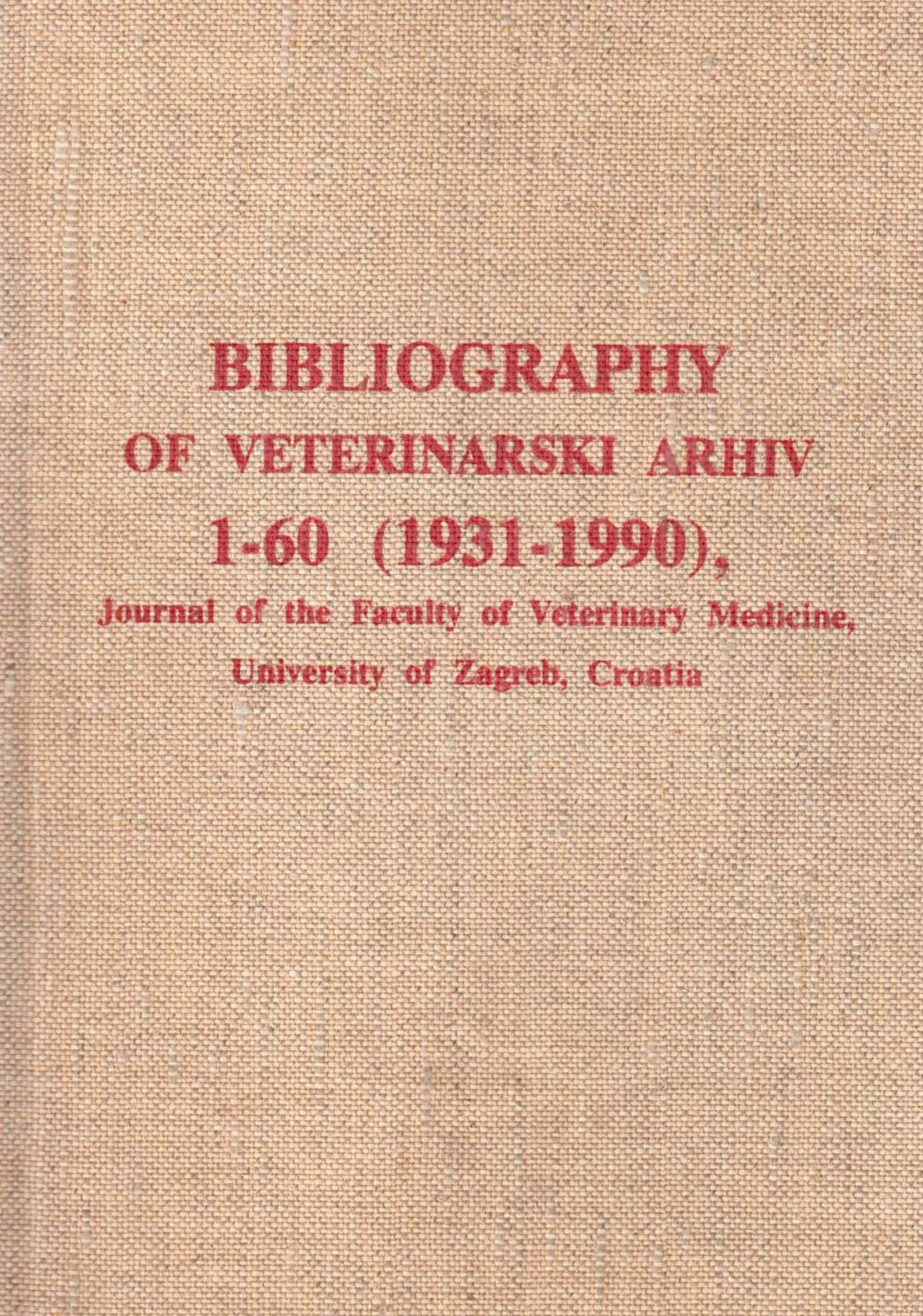 Bibliografija veterinarskog arhiva