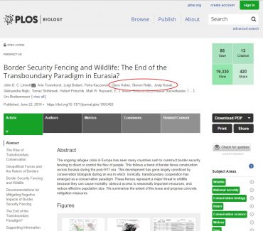 Linnell i sur. (2016): Border Security Fencing and Wildlife: The End of the Transboundary Paradigm in Eurasia? PLoS Biol.