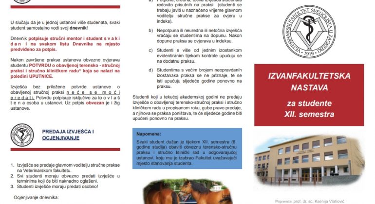 Dokumenti važni za izvanfakultetsku nastavu Dokumenti važni za izvanfakultetsku nastavu