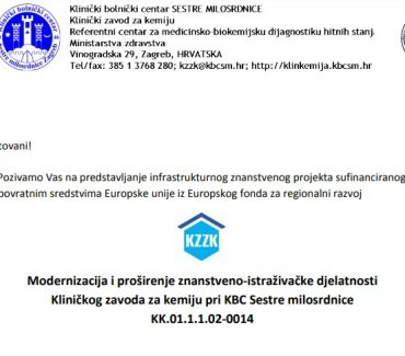 Poziv na predstavljanje projekta u KBC Sestre milosrdnice