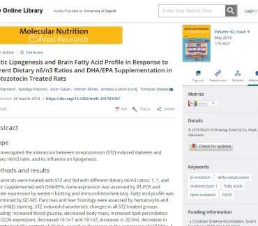 Starčević i sur. (2018): Hepatic Lipogenesis and Brain Fatty Acid Profile in Response to Different Dietary n6/n3 Ratios and DHA/EPA Supplementation in Streptozotocin Treated Rats. Mol. Res. Food Res.