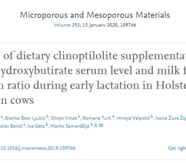 Đuričić et al. (2019): Effects of dietary clinoptilolite supplementation on β-hydroxybutirate serum level and milk fat to protein ratio during early lactation in Holstein-Friesian cows