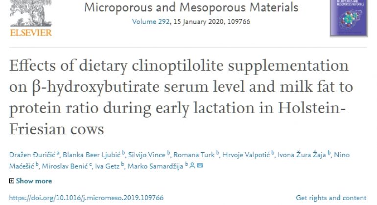 Đuričić et al. (2019): Effects of dietary clinoptilolite supplementation on β-hydroxybutirate serum level and milk fat to protein ratio during early lactation in Holstein-Friesian cows
