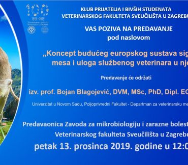 PREDAVANJE: “Koncept budućeg europskog sustava sigurnosti mesa i uloga službenog veterinara u njemu”