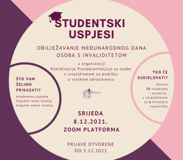 Poziv na stručni skup “STUDENTSKI USPJESI – obilježavanje Međunarodnog dana osoba s invaliditetom”