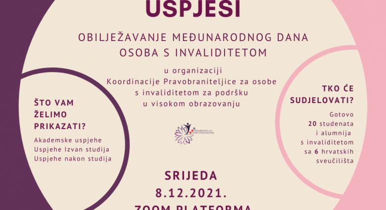 Poziv na stručni skup “STUDENTSKI USPJESI – obilježavanje Međunarodnog dana osoba s invaliditetom”