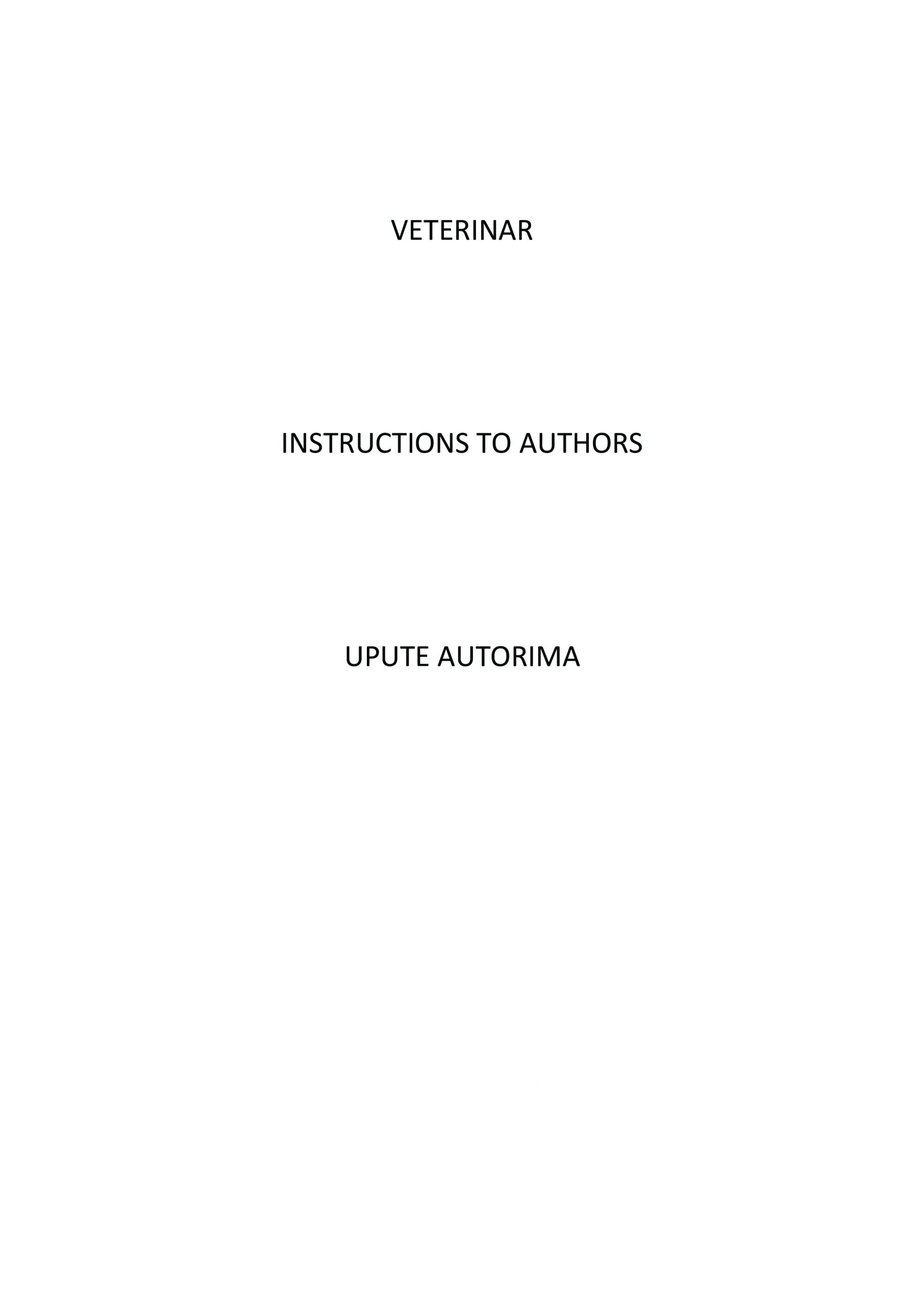 Veterinar Instructions to authors / Upute autorima